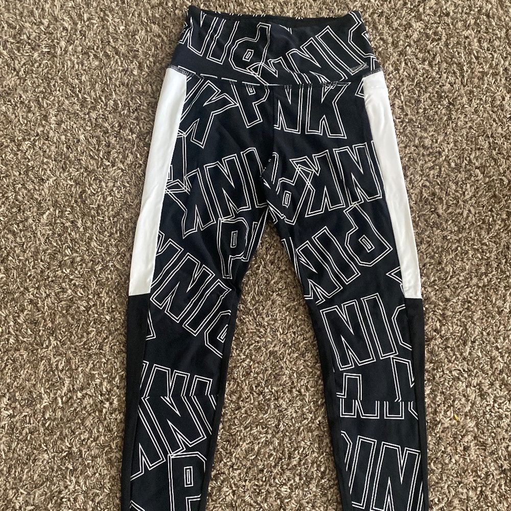 Black and White Victoria Secret Pink "Ultimate" Leggings